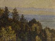 Blick uber einen bewaldeten Abhang in weite Gebirgslandschaft Carl Gustav Carus